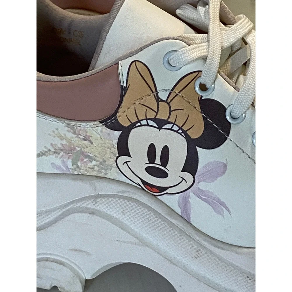 Kronikel Disney Mickey Minnie Mouse White Platform Chunky Lug Sole Sneakers 41